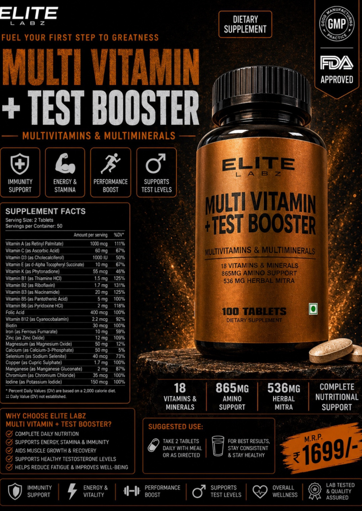 Elite Labz Multi Vitamin + Test Booster