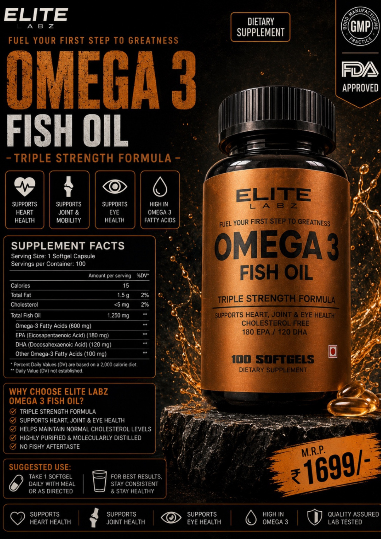 Elite Labz Omega 3 Fish Oil